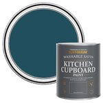 Rust-Oleum Blue Scrubbable Kitchen Cupboard Paint in Satin Finish - Commodore Blue 750ml