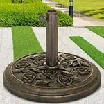 ZENO 9kg Bronze Cast Iron Effect Round Umbrella Parasol Base Stand Patio Outdoor Garden Heavy Duty