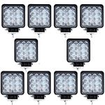 LED Light Bar, 4Inch 48W LED Pod Light Square Flood Beam Work Light Offroad Light Led Fog Light Truck Light Driving Light Boat Lighting for Truck Pickup SUV 4WD ATV UTV(10Pcs)