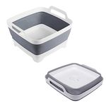 MontNorth Dishpan For Washing Dishes,9L Collapsible and Portable,Wash Dish Basin,Foldable Laundry Tub with Drain Plug for Kitchen Sink,Camping,Gray