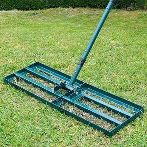 Lawn Leveling Rake,Stainless Steel Lawn Leveler with 30”x10” Ground Plate, 78” Adjustable Long Handle, Level Lawn Tool for Grass, Golf Field, Level Soil or Dirt Ground Surfaces-Green