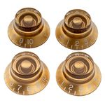 Musiclily Pro Inch Size Fine 24-Spline Top Hat Bell Knobs Tone Volume Control Knobs for USA LP SG Style Electric Guitar, Gold (Set of 4)