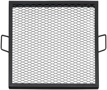 Sunnydaze X-Marks Fire Pit Cooking Grate - Outdoor Square Black Steel BBQ Campfire Grill with Handles - 24-Inch