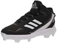 adidas Mens Icon 7 Mid TPU Baseball Shoe, Black/Silver Metallic/White, 17