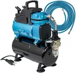 Master Airbrush 1/5 HP Cool Runner Dual Fan Tank Air Compressor Kit Model TC-426 - Professional Single-Piston with 2 Cooling Fans, Runs Longer without Overheating - Regulator Water Trap, Holder