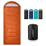 Coolzon Outdoor Sleeping Bag for Camping, for 3-4 Seasons, Adult Blanket, Small Packed Size, Ultralight Carry Bag, Soft, Thick and Warm, for Outdoor Camping, Travel, Hiking, Orange