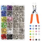 Lesnala 240 Sets 9.5mm Metal Snaps Buttons with Fastener Pliers Press Kit Tool 12 Colors, Metal Press Studs for Leather Rivets Children's Bodysuit, Romper, Apron, Clothing, Bib, Sewing and Crafting