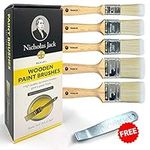 Nicholas Jack Professional Paint Brushes Decorating Set 5 Pure Synthetic Paint Brush Set for Interior & Exterior Decorating