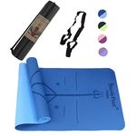 SturdyFoot TPE Yoga Mat Eco Friendly, Portable and Non-Slip Fitness Exercise Mat with Body Alignment Marker System, Workout Mat for Yoga, Pilates and Gymnastics with Carrying Strap