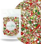 Christmas Magic Sprinkle Mix| Made In USA By Sprinkle Pop| Red Green White Sprinkles with Gold Dragees Snowflake Christmas Tree Candy Cane Confetti| Christmas Sprinkles For Cakes Cookies Cupcakes, 2oz