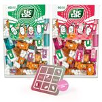 TicTacToe Travels 2-pack - 60 pieces per pack, Strawberry & Flavour Mix varieties, with TicTacToe game, mini sweets, individually wrapped - for children's birthday parties, goodie bag & giveaways