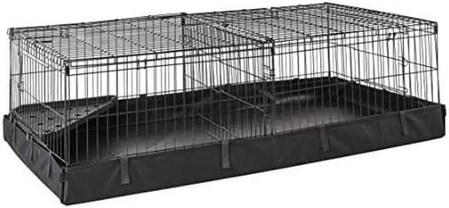 Amazon Basics Leakproof Canvas Bottom Guinea Pig Pet Cage with Divider Set, Black, 47.6"L x 24.2"W x 14.0"H