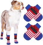 EXPAWLORER Independence Day Dog Socks - 4 Pcs 4th of July Dog Outfit with Trump Pattern, Anti-Slip Double Side Paw Protector for Hardwood Floors, Prevent Licking Accessories for Hot Pavement