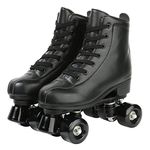 XUDREZ Roller Skates, Double Row Skates Adjustable Leather High-top Roller Skates Perfect Indoor Outdoor Adult Roller Skates with Bag (Black Wheel,Women's 12.5 / Men's 11)