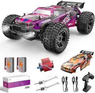 DEERC 200E Large Brushless High Speed RC Cars for Adults, Upgraded 1:10 RC Trucks W/Extra Shell LED Headlight, 60 KM/H, Remote Control Car, All Terrain Offroad Monster Truck for Boys, 2 Battery