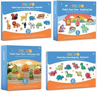Funto Paint Your Own Bundle, 32 Ready to Paint Figurines, 4 Brushes, 24 Paint Pots, 80 PCS Arts and Crafts Set, Kids Painting Kits