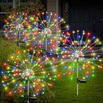 Solar Lights for Garden Decoration,Christmas 600 LED Fairy Lights Solar Powered Starburst Lights Outdoor Firework Decorative Lamp Pathway Lighting 8 Different Modes Waterproof Colored 4 Pack