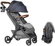 Ergobaby Metro+ Deluxe Compact Baby Stroller, Lightweight Umbrella Stroller Folds Down for Overhead Airplane Storage (Carries up to 50 lbs), Car Seat Compatible, London Grey