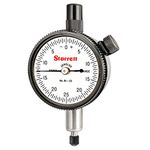 Starrett 81 Series Dial Indicator with Jewel Bearings and Lug-On-Center Back - White Face, 0-.125" Range, 0-25-0 Balanced Dial, 0005" Graduations - 81-131J