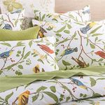 Brandream Duvet Cover Set King Size Pastoral Style 3 Piece Branches Birds Floral Print Classy Luxurious Farmhouse Bedding, Green