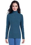 DENIMHOLIC Women's Cotton Turtle Neck Sweater (Turk Blue_Large)