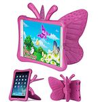 Tading iPad Mini Case for Girls Butterfly Shape Shock Proof Kid-Proof Durable EVA Foam Super Protection Tablet Case Cover for Apple iPad Mini 1/2/3/4 - Hot Pink