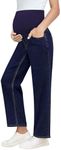 GRAPENT Women Jeans Maternity Pants for Women Long Maternity Jeans Rinse Blue X-Large US Size 16-18