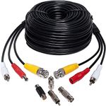 100ft HD Audio Video Security Camera BNC Power Cable Сopper - Gift BNC - Pre-Made All-in-One Extension Wire CCTV Cord with BNC RCA Connectors 30 m 3-in-1(100 Ft)