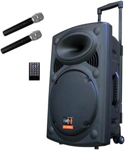 E-Lektron Bluetooth Karaoke Partybox mit 2 Funkmikrofonen – Mobile Lautsprecher EL30-M Komplettset mit Akku, USB, SD & Radio