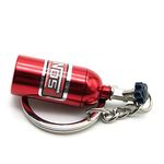 apofly Creative Stylish Nos Mini Nitrous Oxide Bottle Keyring Key Chain Ring Keyfob Stash Pill Box Storage Turbo Keychain (Red)