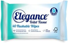Elegance Toilet Tissue Flushable Wet Wipes, Certified Fine to Flush (16 packs x 40 wipes totaling 640 wipes)
