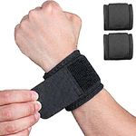 2 Pack Wrist Brace Adjustable Wrist Support for Fitness Weightlifting, Tendonitis, Carpal Tunnel Arthritis, Wrist Pain Relief-Wear Anywhere-Unisex (Black)