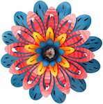 LITIALLY Outdoor Metal Flower Wall Art Garden Decor Cute Flowers Decorations Hanging for Outside Yard Porch Lawn Red 12x12 inches