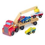 Melissa & Doug Wooden Car Transporter Toy Truck, Magnetic Wooden Cars & Truck Toy Crane | Wooden Toys for 3 Year Old Boy Gifts | Toy Car Set | Toddler Toy Cars for 3+ Year Old Boys & Girls 3 4 5 6