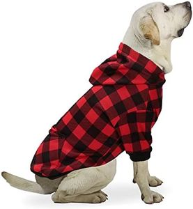 YAODHAO Dog Hoodie British Style Plaid Pet Sweaters with Hat Fleece Cold Weather Dog Hoodies with Pocket Windproof Pullover Pet Winter Casual Sweatshirts for Large Dogs with Harness Hole (X-Large)