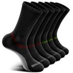 Men Athletic Socks,BULLIANT Compression Crew Socks Cushioned For Men Outdoor Sports Running Hiking,Arch Support(6Pairs,Shoes Size:Men 9-10)