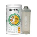 Incredio by Healthkart Slim Shake for Weight Management (Mango, 480g) & Shaker (Grey, 600ml) Combo Pack | Meal Replacement Shake with 22g Triple Blend Protein