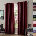 ChadMade Back Tab/Rod Pocket Burgundy 52Wx96L Inch (Set of 2 Panels) Solid Thermal Insulated Blackout Curtain Drape