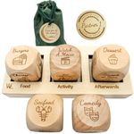 Deluxe Date Night Dice Game - Fun Romantic Couples Gift - 5 Dice, Decision Coin, Board & Carry Bag for Bachelorette, Anniversary, Wedding, Bridal Shower - Food Dice for Girlfriend Wife Husband Him Her