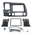 Honda Civic 2006 2007 2008 2009 2010 2011 Dark Grey Aftermarket Radio Stereo Double Din Install/Installation Dash Kit with Wiring Harness and Antenna Adapter