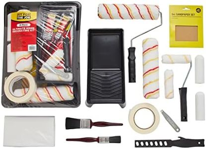 Fit for the Job Set di 21 rulli e vassoi per pittura Fit For The Job Ultimate - Pennelli, fogli antipolvere, carta vetrata, nastro adesivo e altro ancora - Set di rulli per vernice