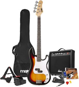 MAX Beginner Bass Guitar – Sunburst Electric 4-String