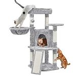 Yaheetech 107cm Cat Tree Cat Climbing Tower with Scratching Posts/Condo/Basket, Cat Activity Centre for Small/Medium Cats, Light Grey