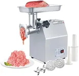 Commercial Meat Grinder, 800W Max Stainless Steel Meat Grinder, 265lbs/H Electric Meat Grinder Heavy Duty with 2 Blades, 2 Plates, Sausage Stuffer Tube for Home Kitchen Use