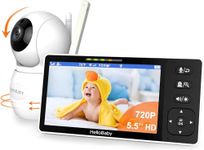 HelloBaby 720P Video Baby Monitor No WiFi - 5.5’’ Screen & 1080P Baby Camera, 4000mAh Battery, 1000ft Long Range Baby Monitor, ECO, Time Display, Pan/Tilt/Zoom, Two Way Audio Moniteur Bébé for Travel