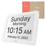 Robin Clock with Day and Date for Elderly, Clocks for Seniors, Dementia Clock, Digital Calendar Clock Elderly Bedside Clocks Seniors Alzheimers Products Dementia Clocks Seniors Extra Large, White 12"