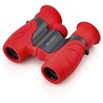 KODAK BCS100 Children's Binocular Compact Binocular Binocular for Kids, Soft Eraser, Ergonomic, 8X Magnification, Strap and Carry Case Included - Red