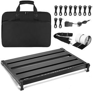 GOKKO 20.5" x 13.8" Pedal Board with Integrated Power Supply, Aluminum Folding Powered Guitar Pedalboard with Carry Bag (GK-58)