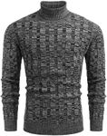 COOFANDY Men's Slim Fit Turtleneck Sweater Casual Knitted Twisted Pullover Long Sleeve Sweaters Dark Gray and Light Gray