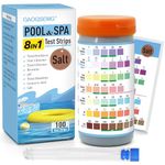 GAOQSEMG 8 in 1 Pool and Spa Test Strips, Salt Pool Test Strips Hot Tub Saltwater Testing Kits Quick & Accurate Testing Salt,Bromine,Chlorine,pH,Hardness,Cyanuric Acid,Alkalinity,100 Strips